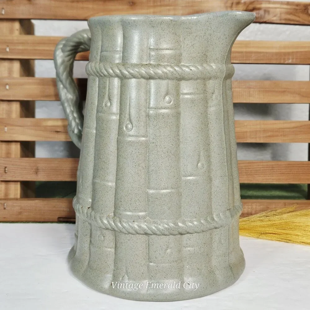 Vtg Salt Glazed Drabware Relief Pitcher Jug Ridgway Pottery Staffordshire Bamboo
